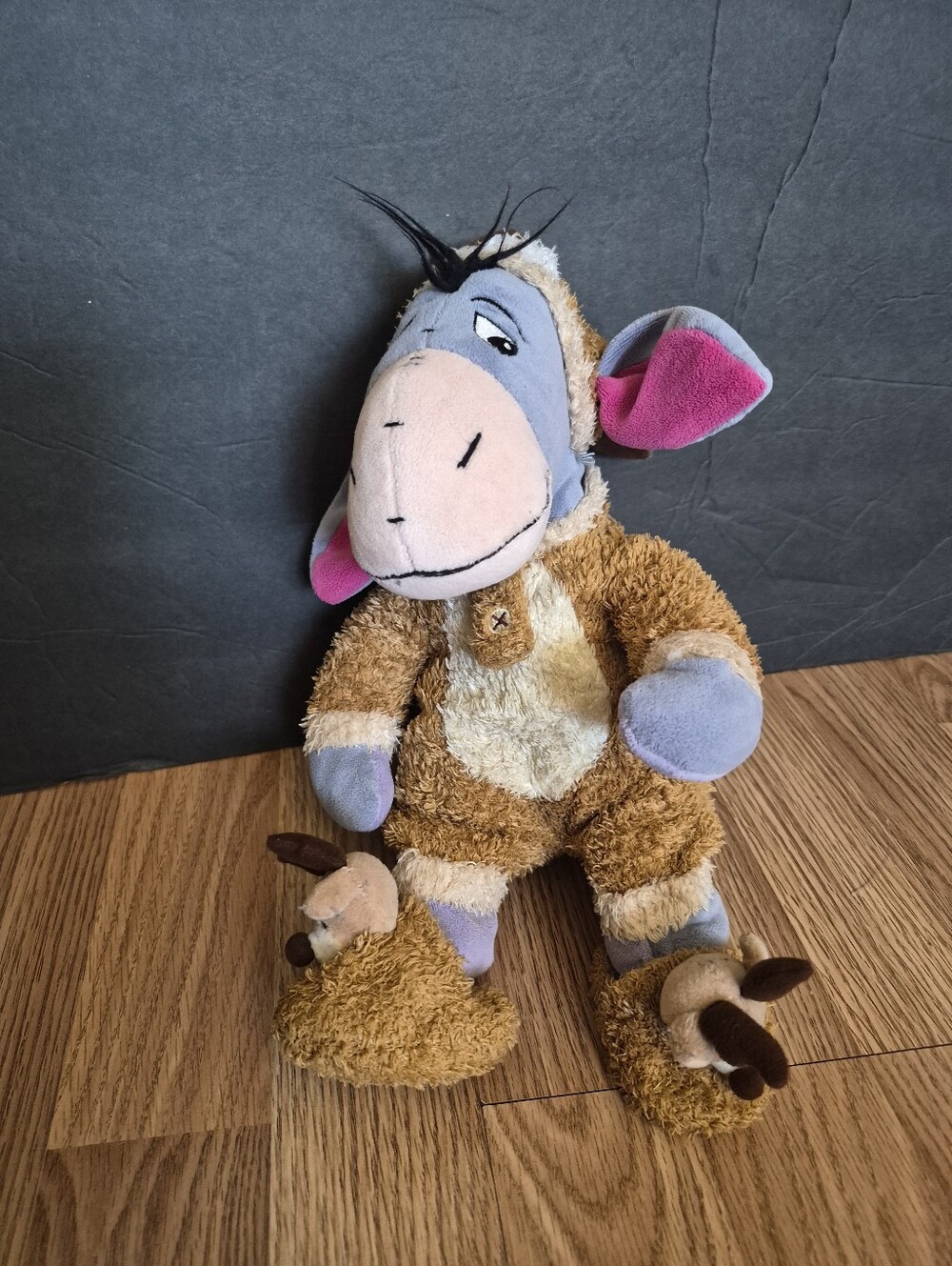 Disney Store Exclusive Eeyore Wearing Reindeer Sleeper Pajamas Stuffed Animal
